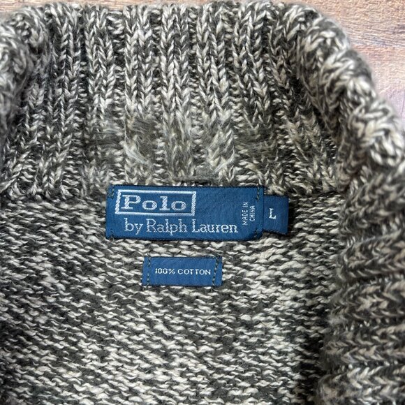 Men's Polo Ralph Lauren Green & Cream 3 Button Sweater size Large - Picture 3 of 4